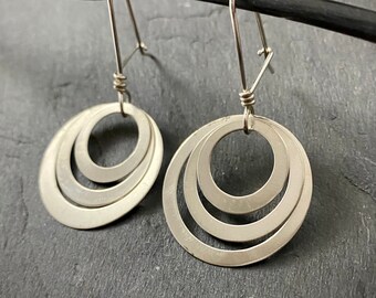 Handmade Recycled Sterling Dangle Round Earrings ~ Custom Jewelry Made in Hawai'i