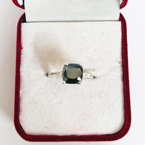 Bague solitaire fine diamant noir serti 6 griffes - Diamonds Factory
