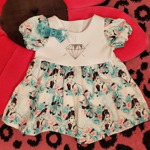 Breakfast at Tiffany&#39;s theme blue diamond baby girl dress
