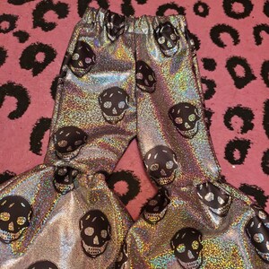 Skull sparkly baby toddler bell bottoms pants  punk rock star