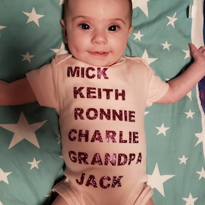Rock Band Baby boy girl onesie Rolling Stones Custom names