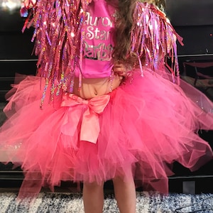 Barbie pink tutu skirt tinsel jacket glitter top