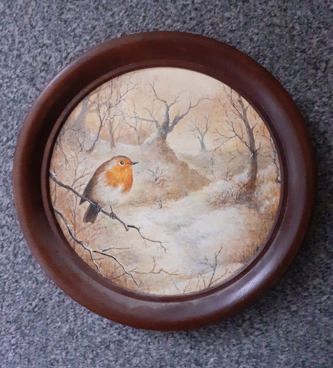 Robin Original Circular Acrylic Painting Etsy
