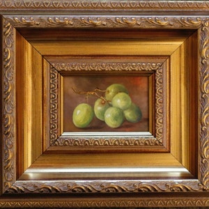 Druiven hedendaagse kunst stilleven ingelijst aceo miniatuur olieverfschilderij
