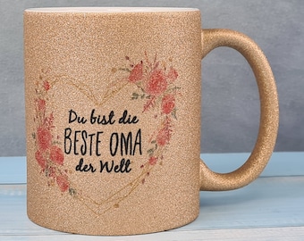 Glitter cup Best Grandma in the World #Best #Gift #Name #individual #personalized #Mug #World's Best #Cup #personal #Grandma #Omi #Gold