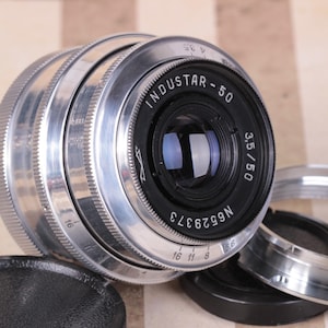 Industar-50 (3.5/50) Silver USSR Lens M39 Sonnar Leica LTM /Artikel Inklusivadapter für Leica
