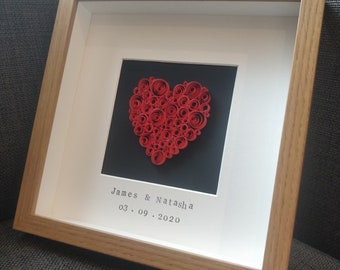 1st Anniversary Paper Personalised Wedding or Anniversary Red Paper Heart Quick Shipping
