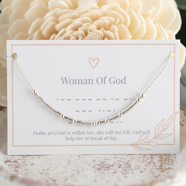 Woman Of God Morse Code Necklace • Faith Jewelry • Mothers Day Gift • Custom Jewelry • Sterling Silver • Gifts for Teacher • Religious Gift