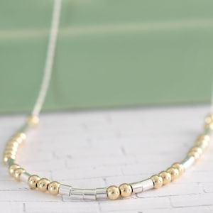 Custom Mixed Metal Morse Code Necklace • Silver and Gold • Two Tone Jewelry • Personalized Word Jewelry • Custom Name Necklace  • Unique