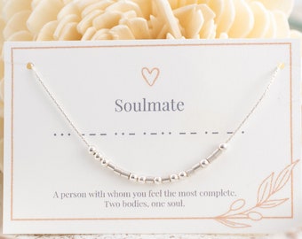 Soulmate Morse Code Necklace • Meaningful Necklace • Bestie Gift • Personalized Jewelry • Anniversary Gift • My Person • Valentines Day