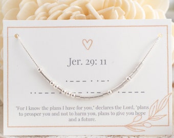 Jeremiah 29:11 Morse Code Necklace • Scripture Jewelry • Christian Jewelry • Personalized Jewelry Secret Message