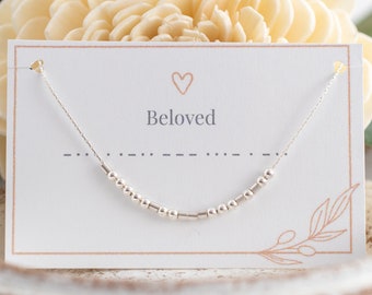 Beloved Morse Code Necklace • Uplifting Gift for Women• Hidden Message Personalized Jewelry• Sterling Silver or Gold Filled • Secret Message