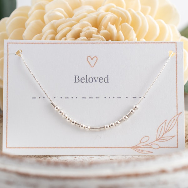 Beloved Morse Code Necklace • Uplifting Gift for Women• Hidden Message Personalized Jewelry• Sterling Silver or Gold Filled • Secret Message