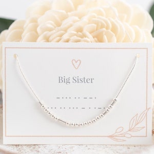 Big Sister Morse Code Necklace: Sterling Silver Secret Message Gift