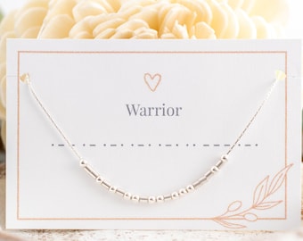 Warrior Morse Code Necklace • Strong Woman Gift • Survivor Necklace • Fighter Gift • Cancer Survivor • Secret Message • Empowering Mantra