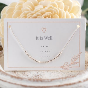 It Is Well Morse Code Necklace • Christian Gift • Bible Verse Gift • Hymn • Custom Jewelry • Sterling Silver • Gold Filled • Uplifting Gift