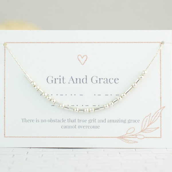 Grit And Grace Morse Code Necklace • Strong Woman Necklace • Best Friend Gift • No grit No pearl • Warrior • Secret Message • Hidden Message