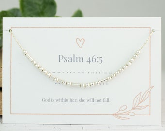 Psalm 46: 5 Morse-Code Halskette • Schriftschmuck • Christlicher Schmuck • Personalisierter Schmuck • Sterling Silber oder Gold gefüllt • Geheime Nachricht