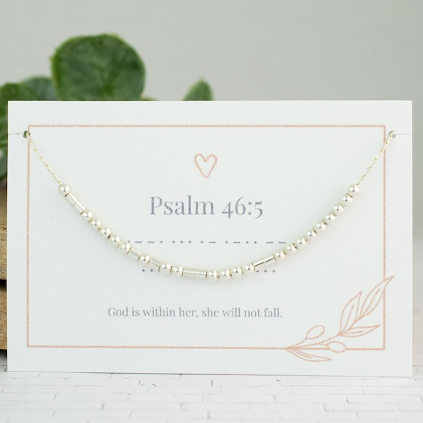 Psalm 46:5 Morsecode ketting • Schriftsieraden • Christelijke sieraden • Gepersonaliseerde sieraden • Sterling zilver of goud gevuld • Geheime boodschap