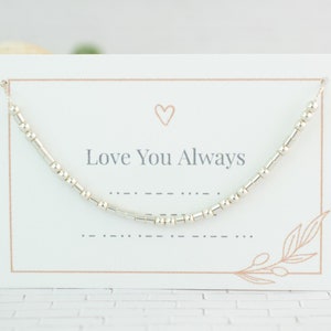 Love You Always Morse Code Necklace • Secret Message 143 • Love Necklace • Girlfriend Gift • Sterling Silver • Gold Filled • Mothers Day