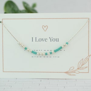 I Love You Morse Code Necklace • Personalized Hidden Message • Secret Message 143 • Sentimental Gift • Dainty Jewelry • Colored Beads