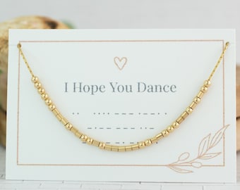Collar con código Morse "Espero que bailes" • Regalo de graduación para ella • Regalo de graduación universitaria para ella • Escuela secundaria • Clase de 2022