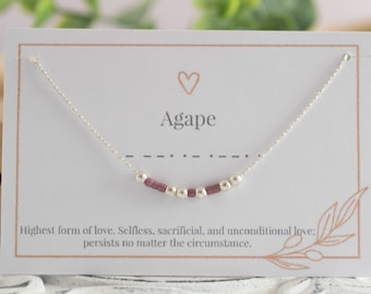 Collar con código Morse de ágape: plata de ley, chapado en oro, cuentas de colores