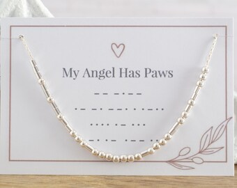 Collar conmemorativo para mascotas "Mi ángel tiene patas": en plata de ley o chapado en oro