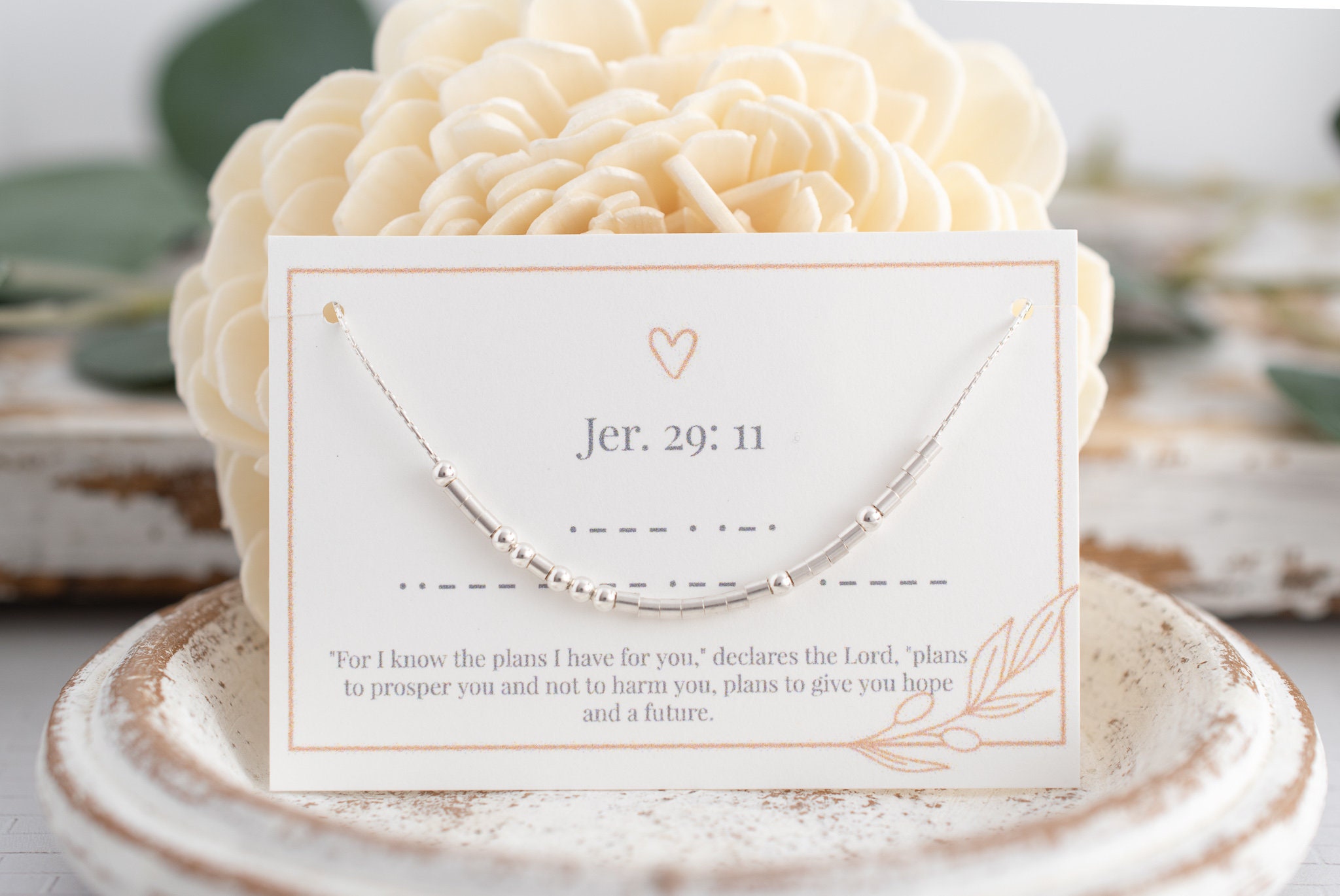 Jeremia 29:11 Morsecode Halskette • Schrift Schmuck • Christlicher Schmuck • Personalisierter Schmuck Geheime Botschaft