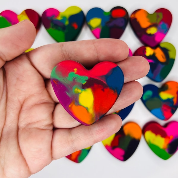 BULK Heart Shaped Crayons - Rainbow Crayon, Valentine's Day Classroom Exchange, School Valentine, Preschool Valentine