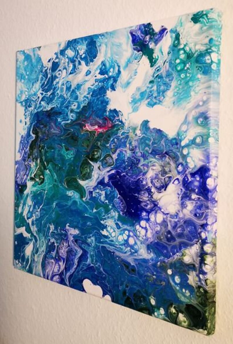  Peinture  acrylique  Toile Pouring  Fluid Painting handmade 