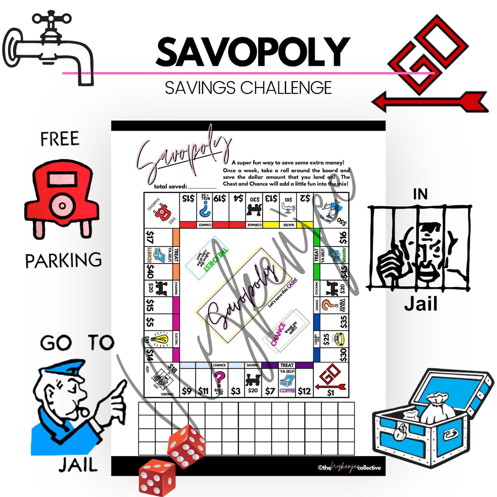 Savopoly Spar Challenge Tracker A5, A6, B5, B6 Happy Planner Classic