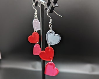 Triple Heart Earrings - 3D printed