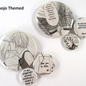 Out of Context Manga Buttons, Sets of 3+, Themed or Random, Multiple Sizes, Itabag Accessories, Small Gifts for Geek, Nerd, & Otaku Friends 4. Shojo Themed