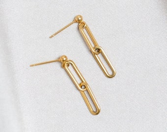 LINKED | short drop earrings made of gold-plated stainless steel | hypoallergenic | handmade