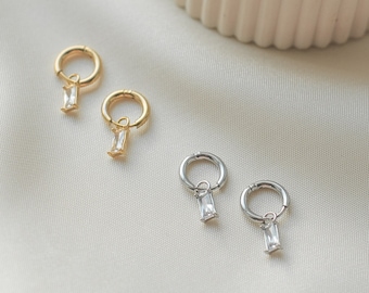 AUDREY | durable gold-plated stainless steel hoop earrings with zirconia stone gold