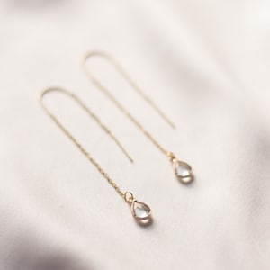 STELLA | Threading earrings / pull-through earrings in gold with teardrop-shaped pendant | threader | Threader | transparent | drops