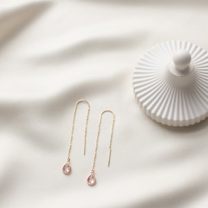 JADE Thread earrings / pull-through earrings in gold with drop-shaped pendant threader jade green aqua Rosé