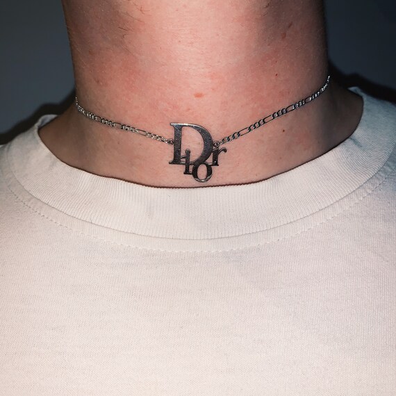 Vintage DIOR spell out monogram logo choker neckla