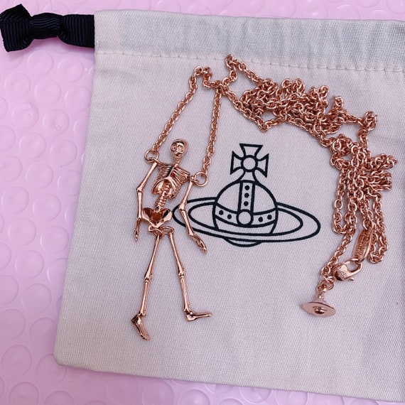 Vivienne Westwood rose gold skeleton necklace