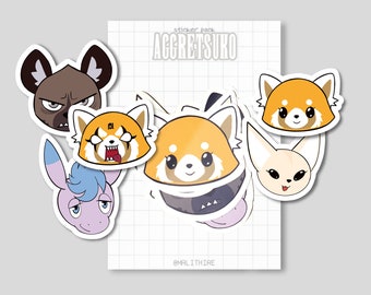 set di adesivi aggretsuko/adesivi decorativi per pianificatore, adesivi per diario, bullet journal