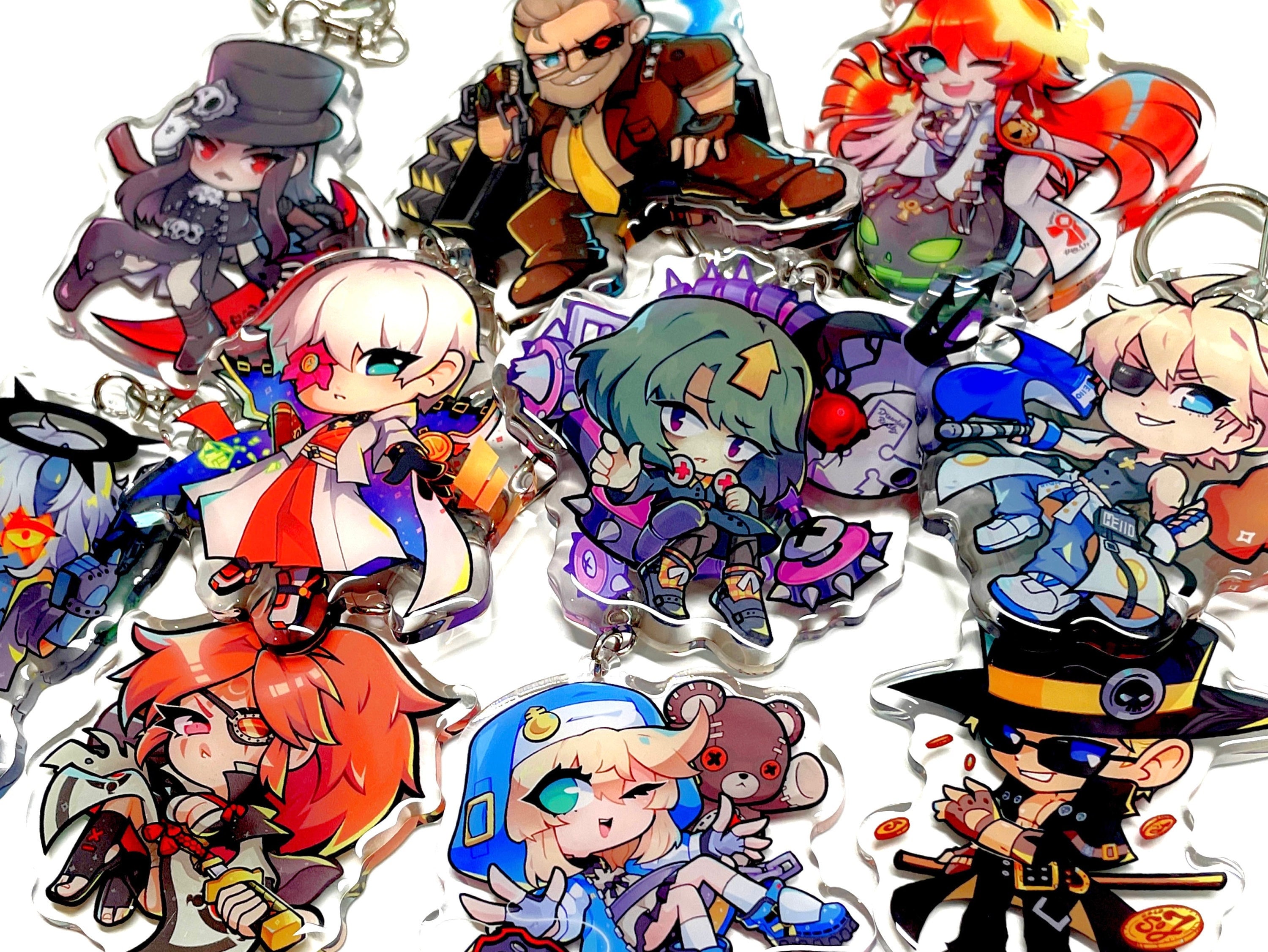 Guilty Gear Girls May and Bridget Acrylic Epoxy Holo Charms 