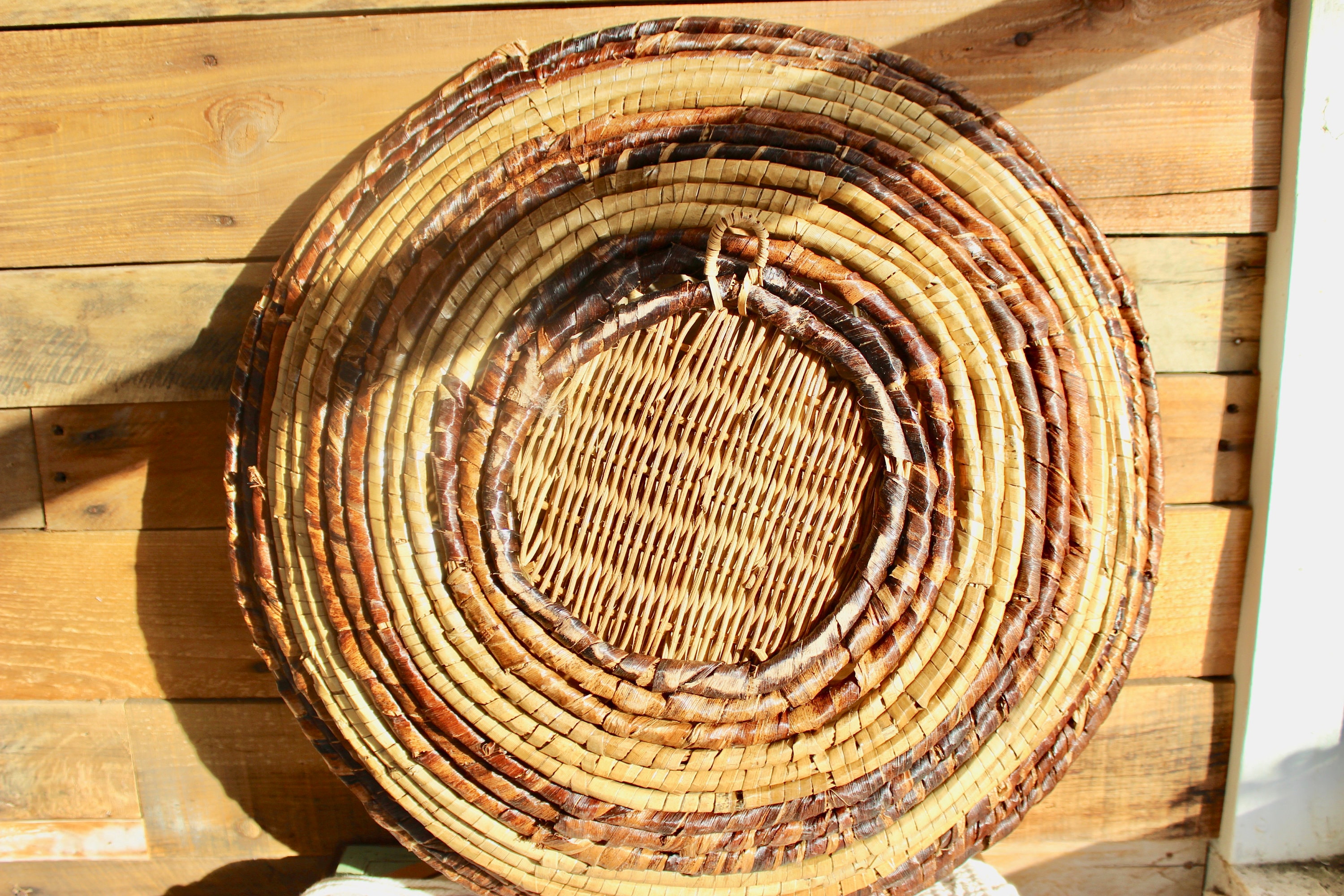 Extra Large Round Wicker Wall Basket Multi Colored 21 Etsy