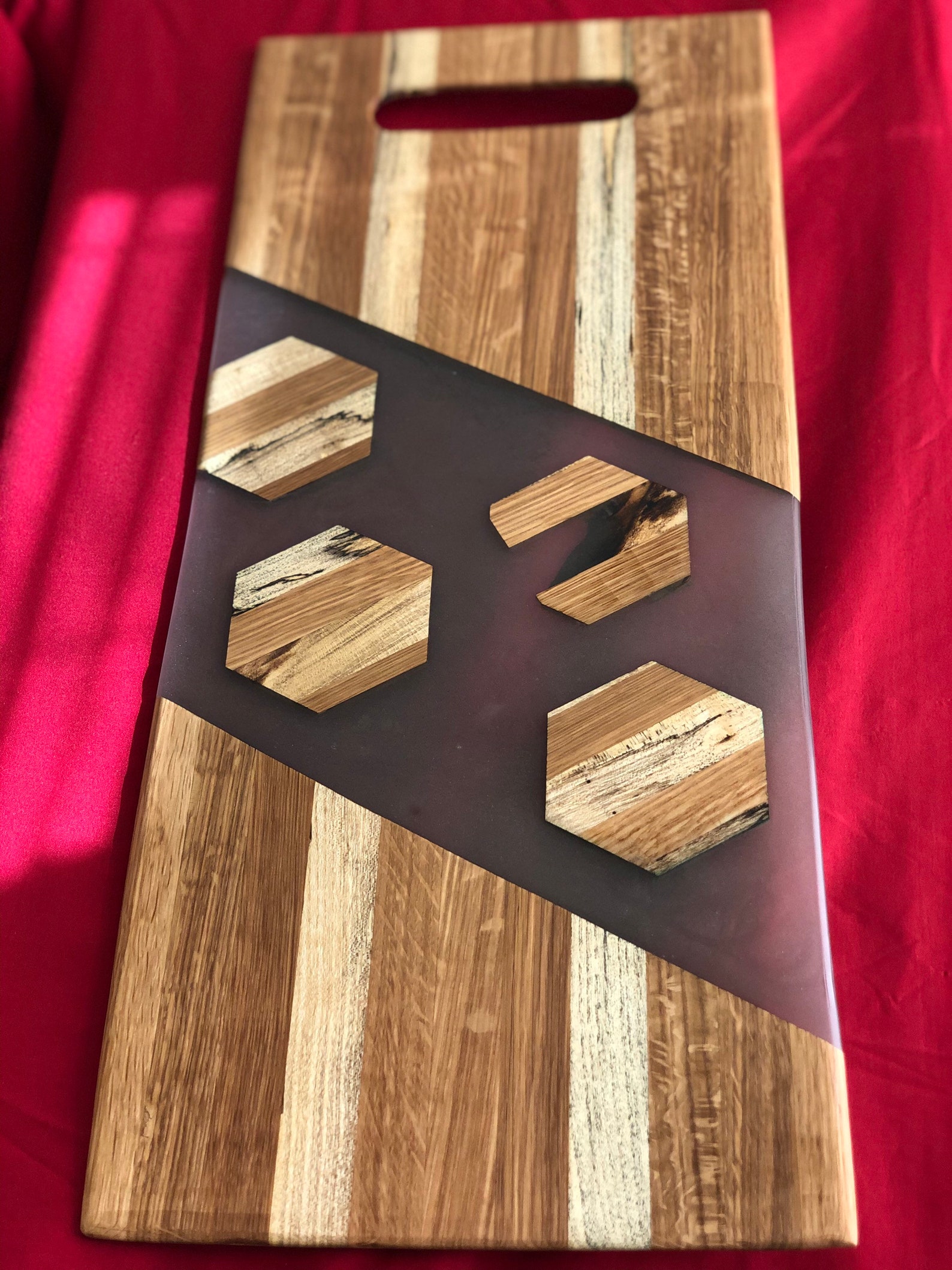 Personalized epoxy cutting boards Black hexagon FDA APPROVED Etsy