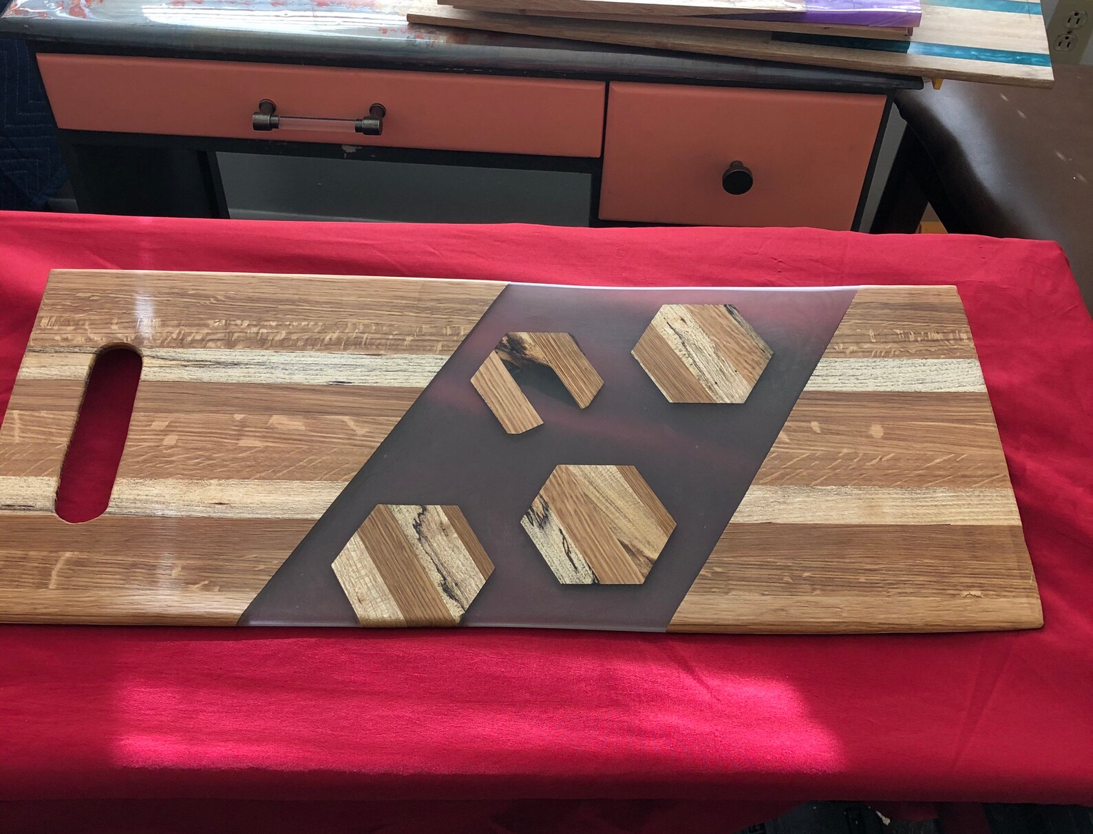 Personalized epoxy cutting boards Black hexagon FDA APPROVED Etsy