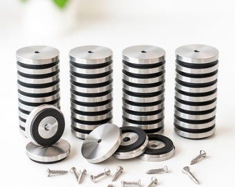 40pcs XL Stainless Steel Cutting Board Feet 1.5” Diameter | Non-Slip Silicone Base + Stainless Screws | 10 Set Pack