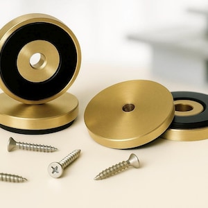 1 SET (4 pieces) XL - 1.5” Premium Brass Cutting Board Feet | Non-Slip Silicone Base | Stainless Steel Wood Screws | Woodworking Hardware