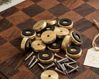 20pcs Brass Cutting Board Feet 1” Diameter | Non-Slip Silicone Base + Stainless Screws | 5 Set Pack