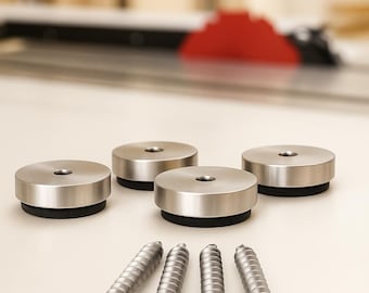 4pcs Stainless Steel Cutting Board Feet 1” Diameter | Non-Slip Silicone Base + Stainless Screws