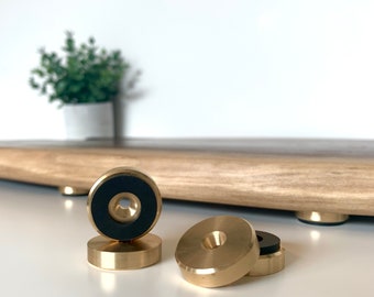 Premium Brass Cutting Board Feet | Woodworking Hardware | Non-Slip Silicone Base | Stainless Steel Screws | 1” Diameter | 4 pieces